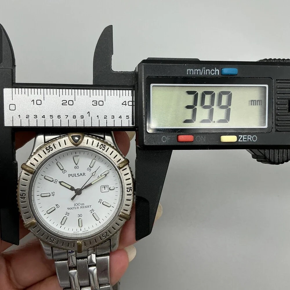 Pulsar Men Watch 40mm White Dial Silver Tone Bracelet Date V732-X177 New Batt 7